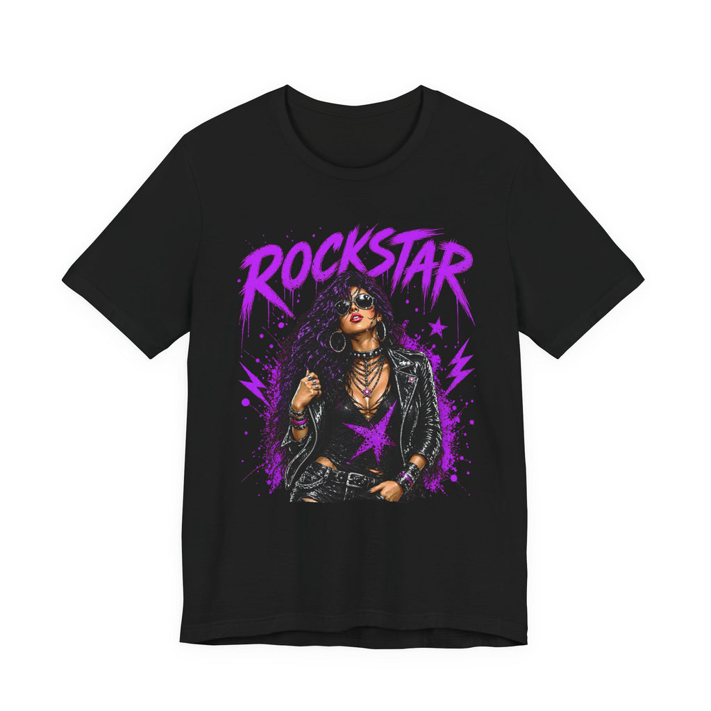 ROCKSTAR T-Shirt Purple Hair 80s Rock Style
