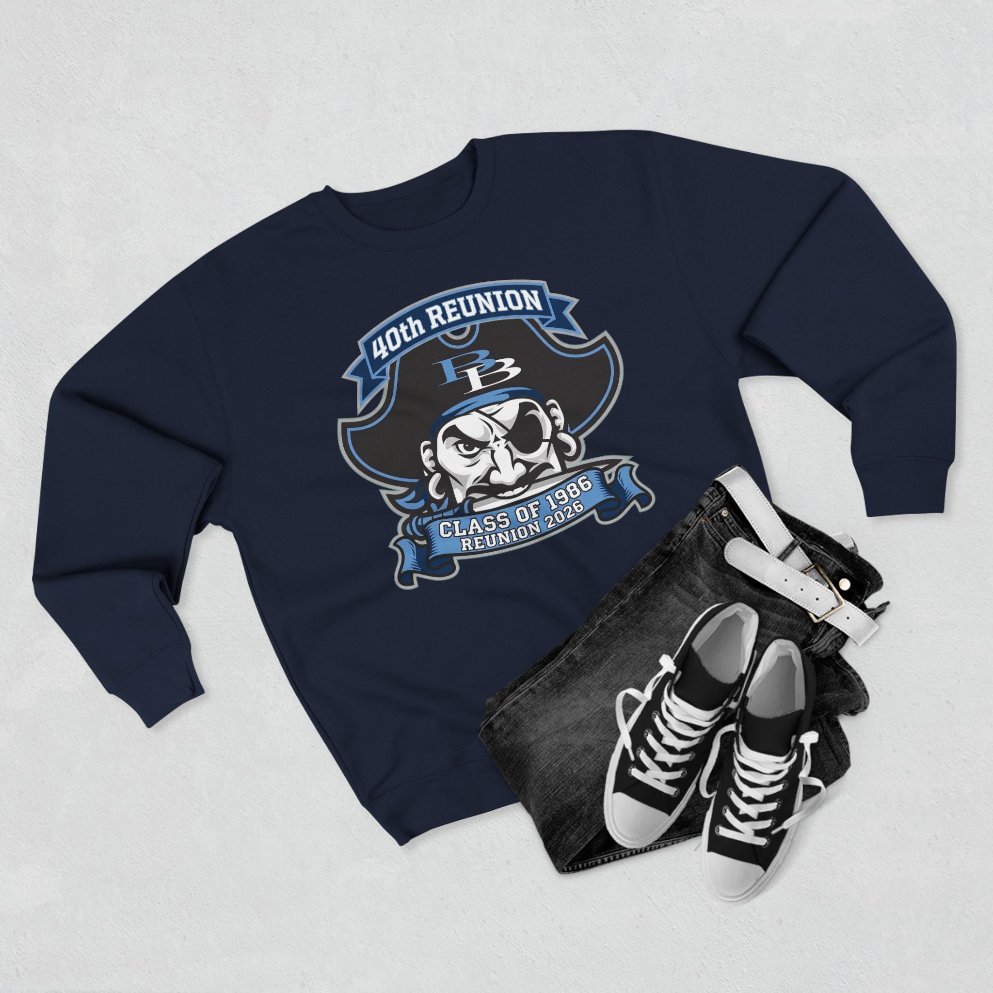 Official 40th Anniversary for the Class of 1986 Burrell High School Crewneck - 2026 Blue
