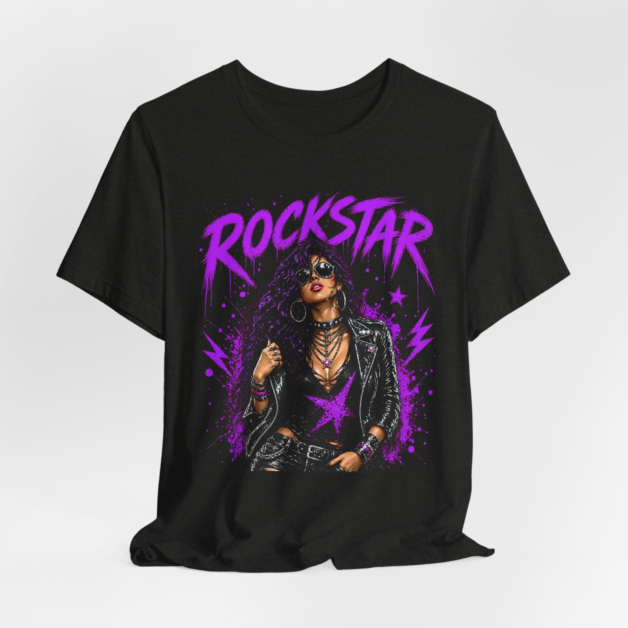 ROCKSTAR T-Shirt Purple Hair 80s Rock Style