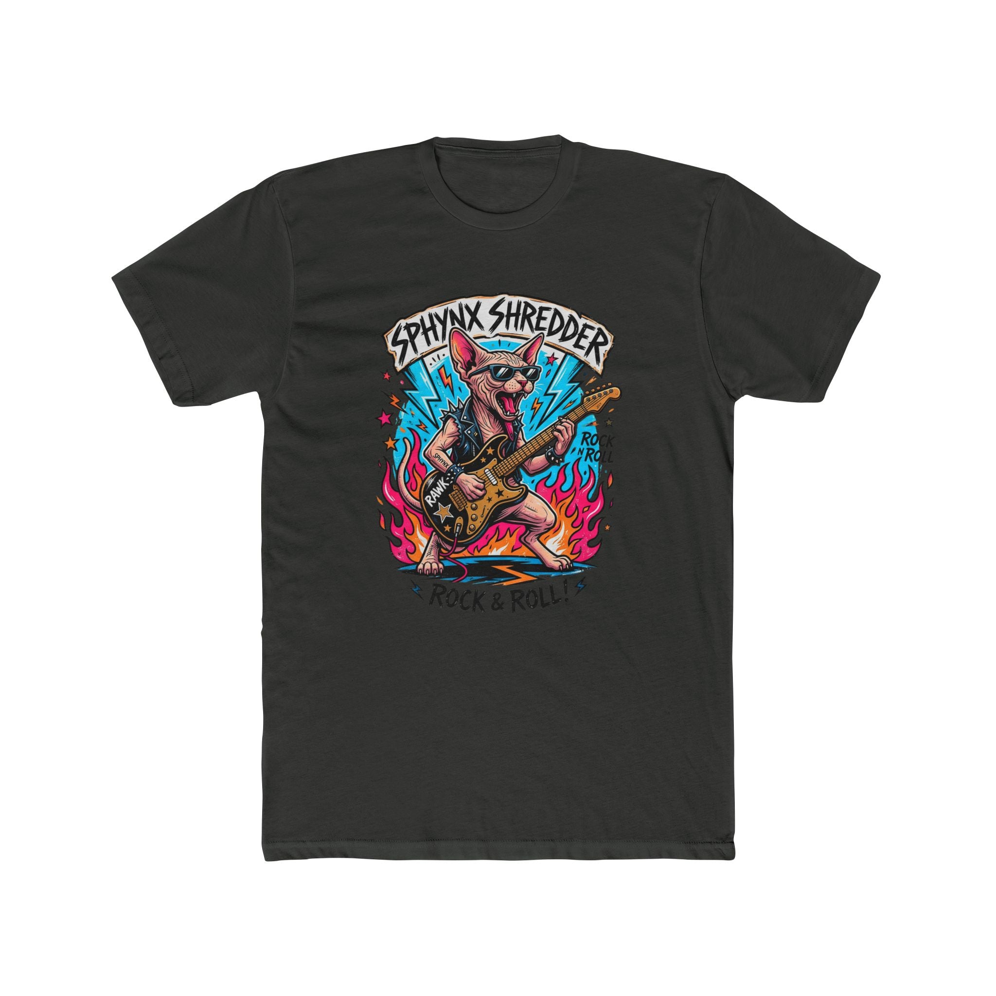 Sphynx Shredder Cat Tee | Cat Playing Drums Graphic T-Shirt