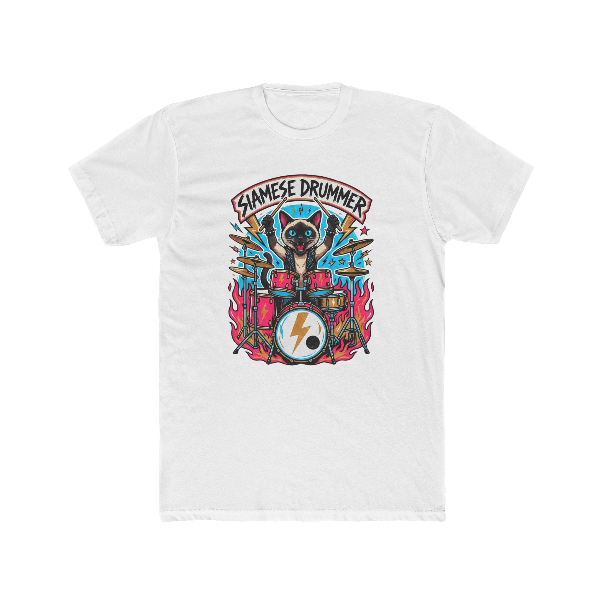 Siamese Drummer Cat Tee | Cat Playing Drums Graphic T-Shirt