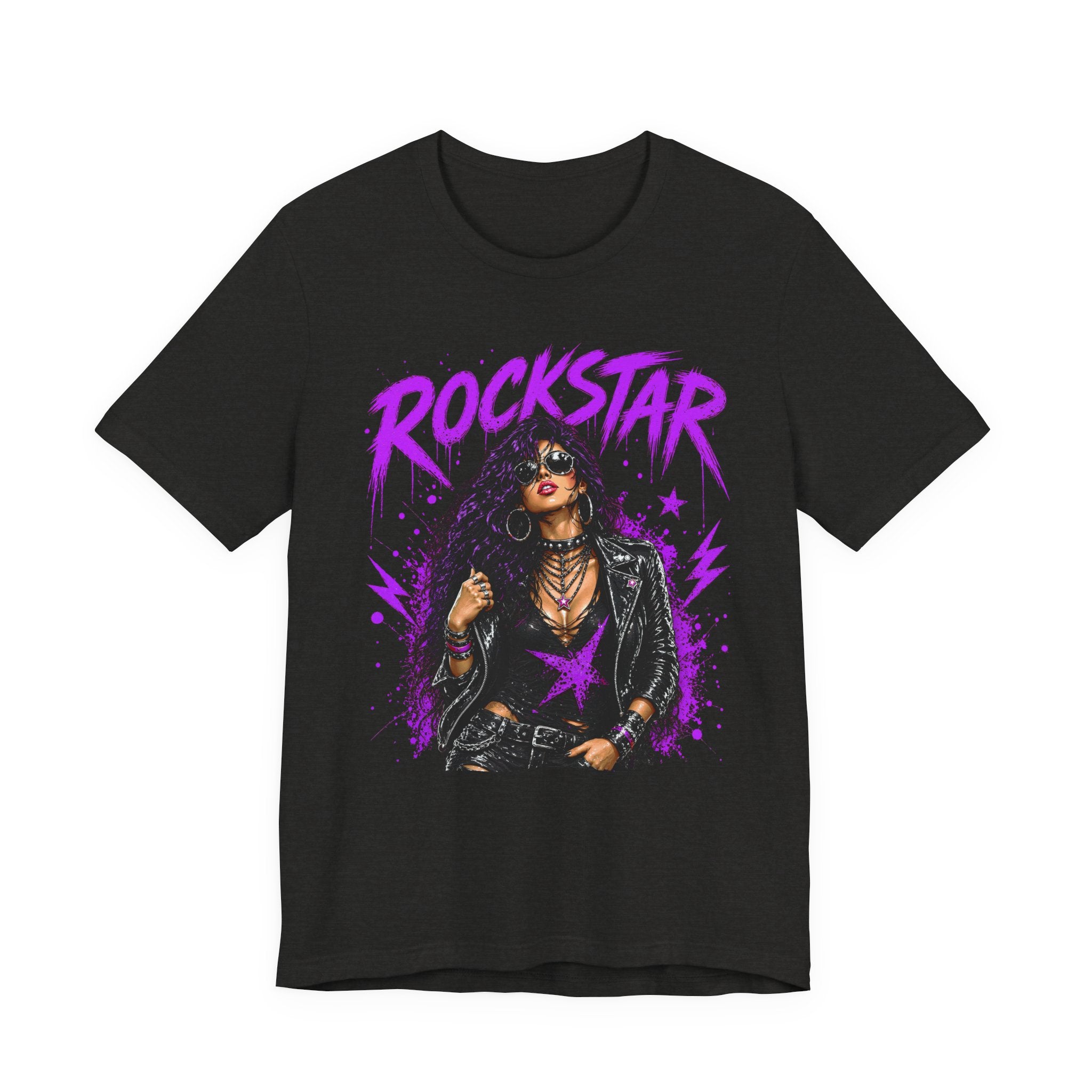 ROCKSTAR T-Shirt Purple Hair 80s Rock Style