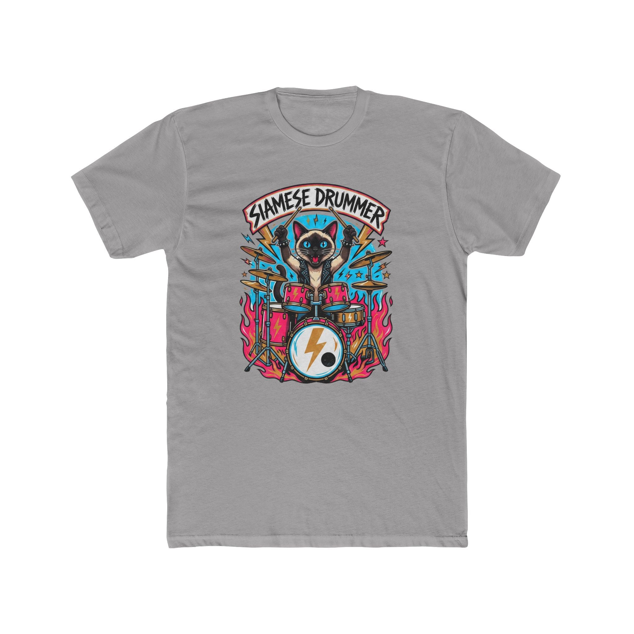 Siamese Drummer Cat Tee | Cat Playing Drums Graphic T-Shirt