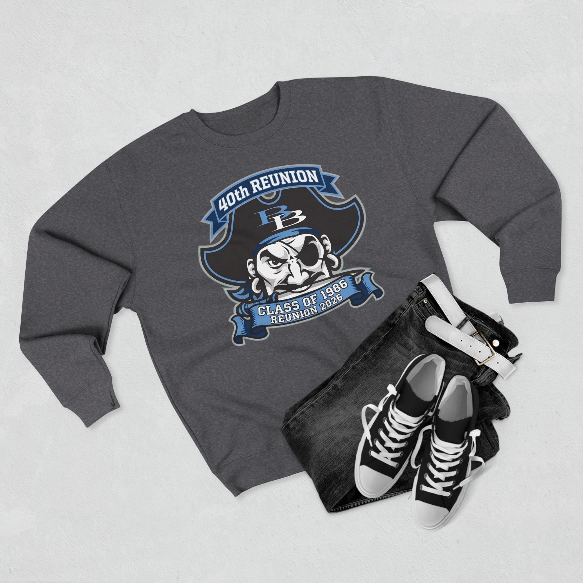 Official 40th Anniversary for the Class of 1986 Burrell High School Crewneck - 2026 Blue