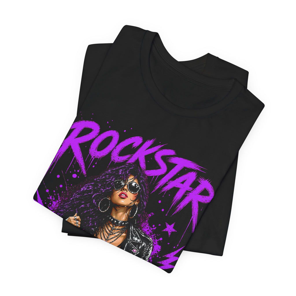 ROCKSTAR T-Shirt Purple Hair 80s Rock Style