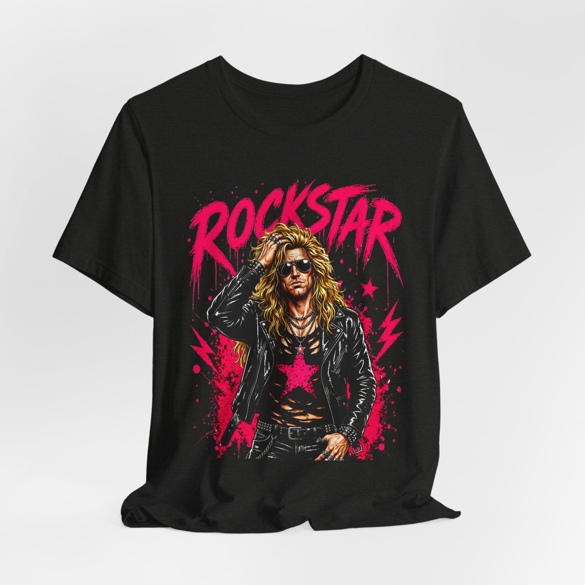 ROCKSTAR T-Shirt Blonde Dude 80s Rock Style T-Shirt