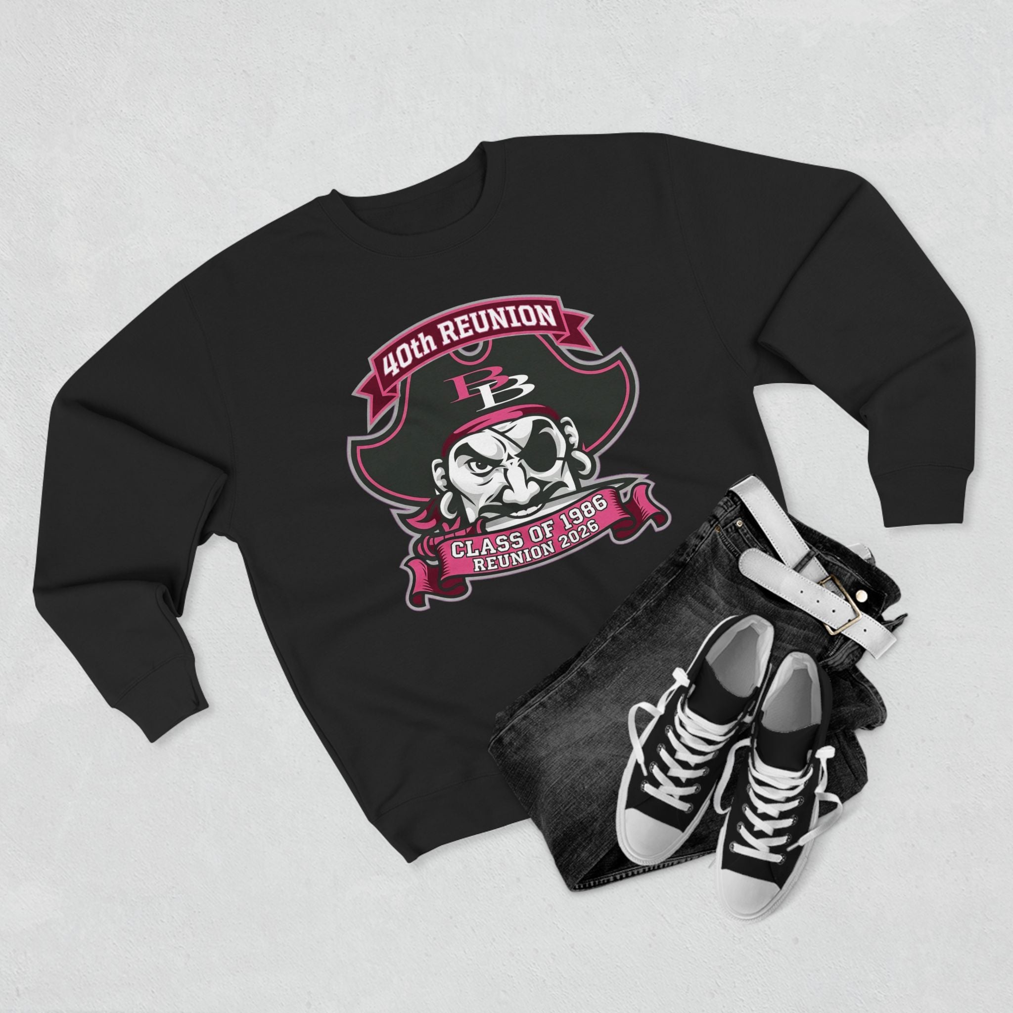 Official 40th Anniversary for the Class of 1986 Burrell High School Crewneck - 2026 Pink