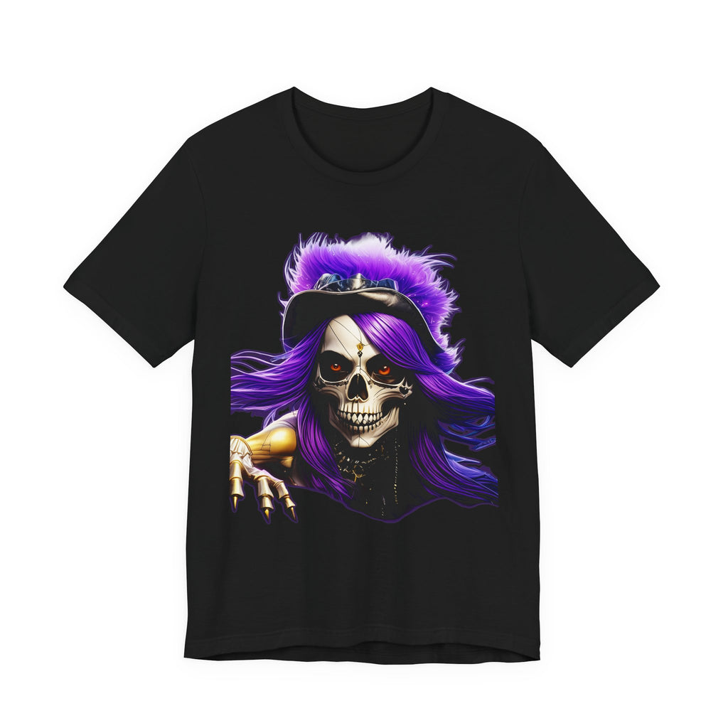 Purple Skull Rocker Shirt, Gothic Punk Graphic Tee, Dark Aesthetic Streetwear, Edgy Skeleton Shirt, Alternative Fashion Gift