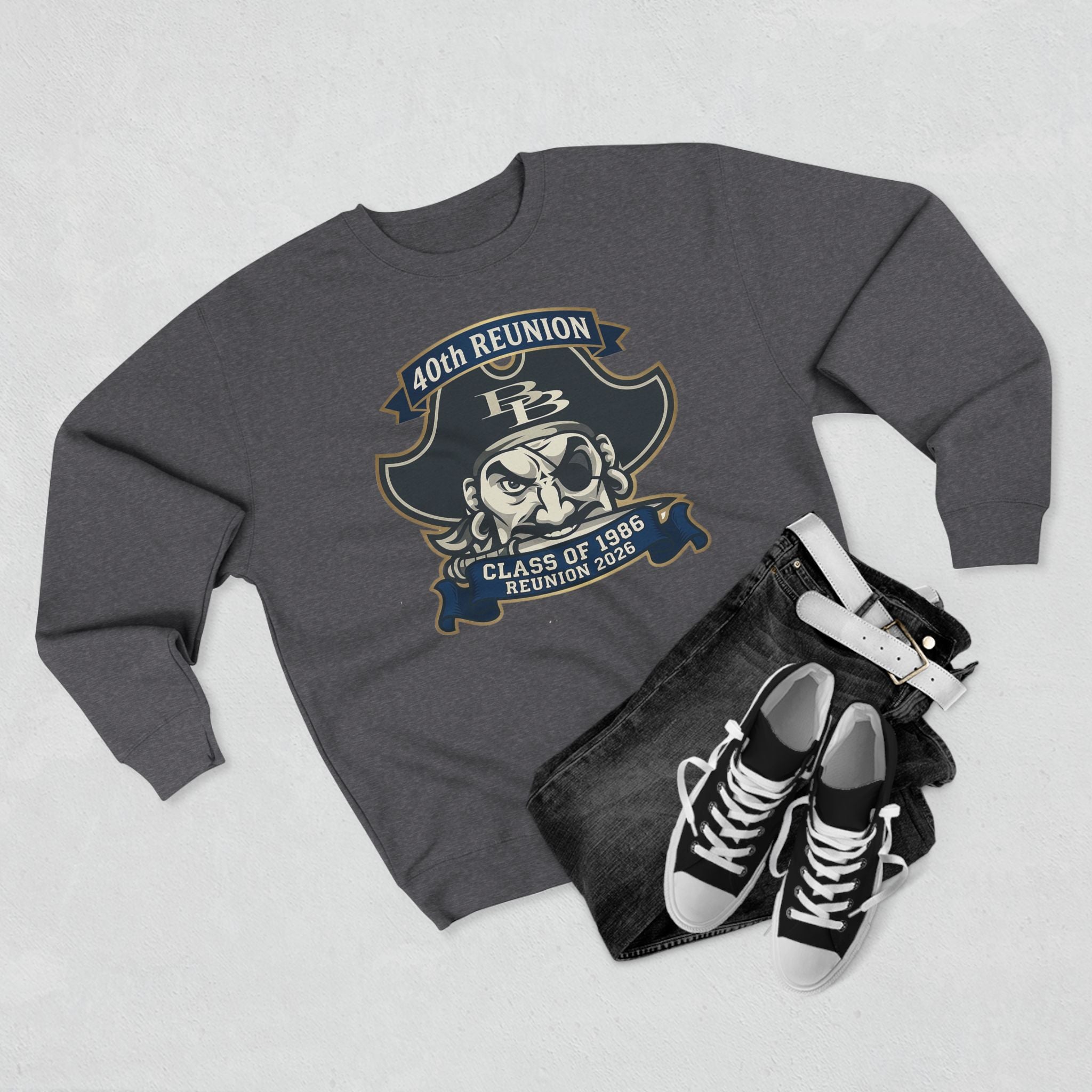 Official 40th Anniversary for the Class of 1986 Burrell High School Crewneck - 2026 Blue/Gold