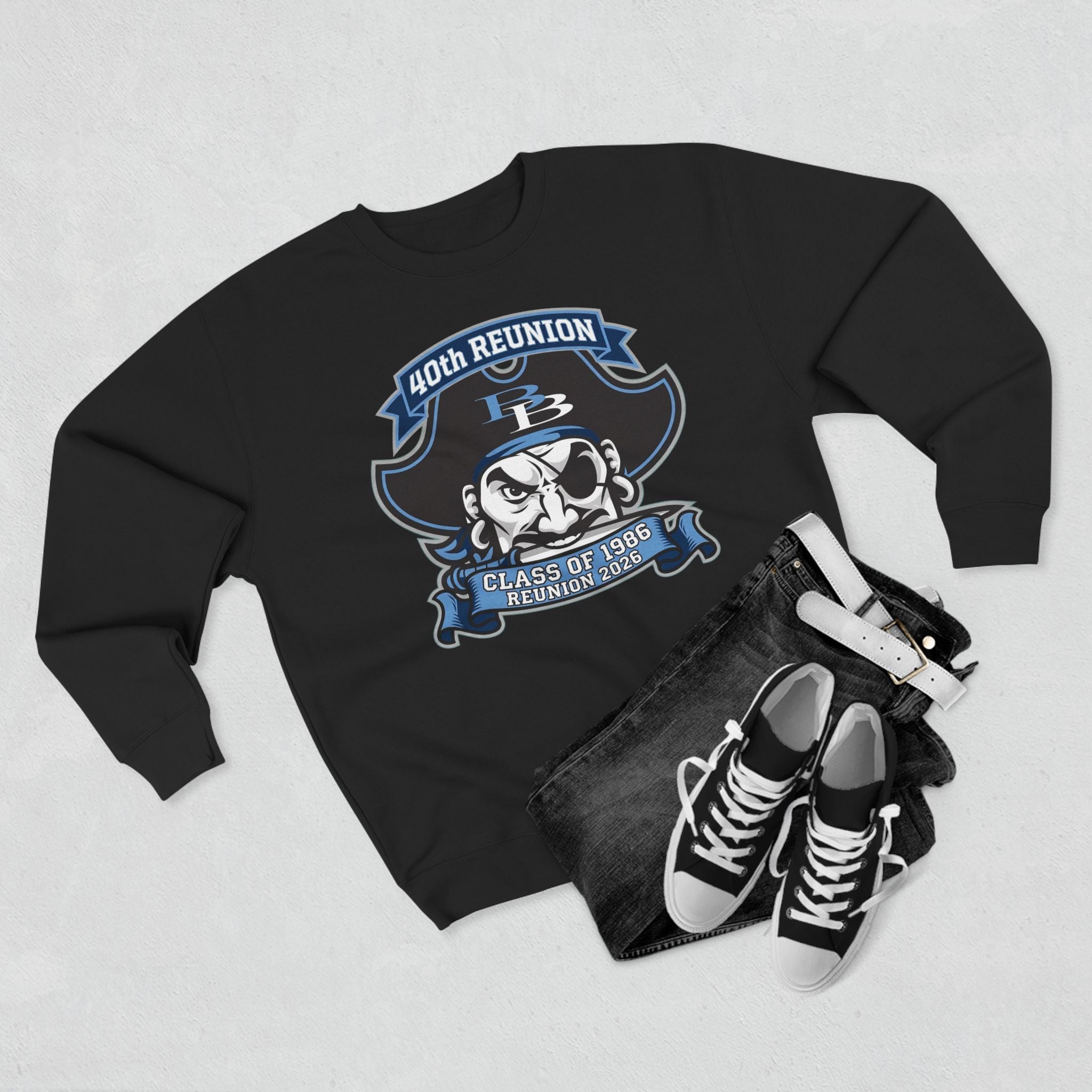 Official 40th Anniversary for the Class of 1986 Burrell High School Crewneck - 2026 Blue