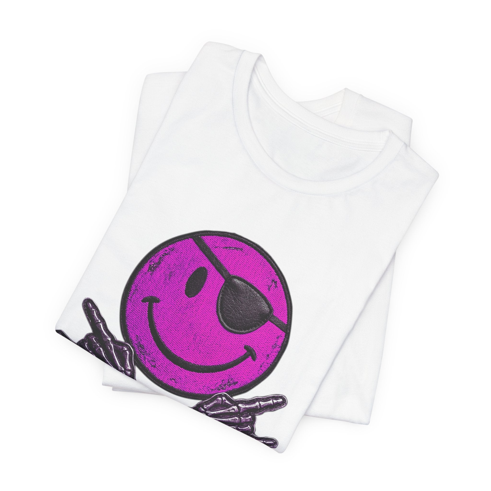 Purple Smiley Skull T-Shirt | Distressed Rock Tee | Edgy Graphic Shirt | Festival Outfit | Unisex Punk Style