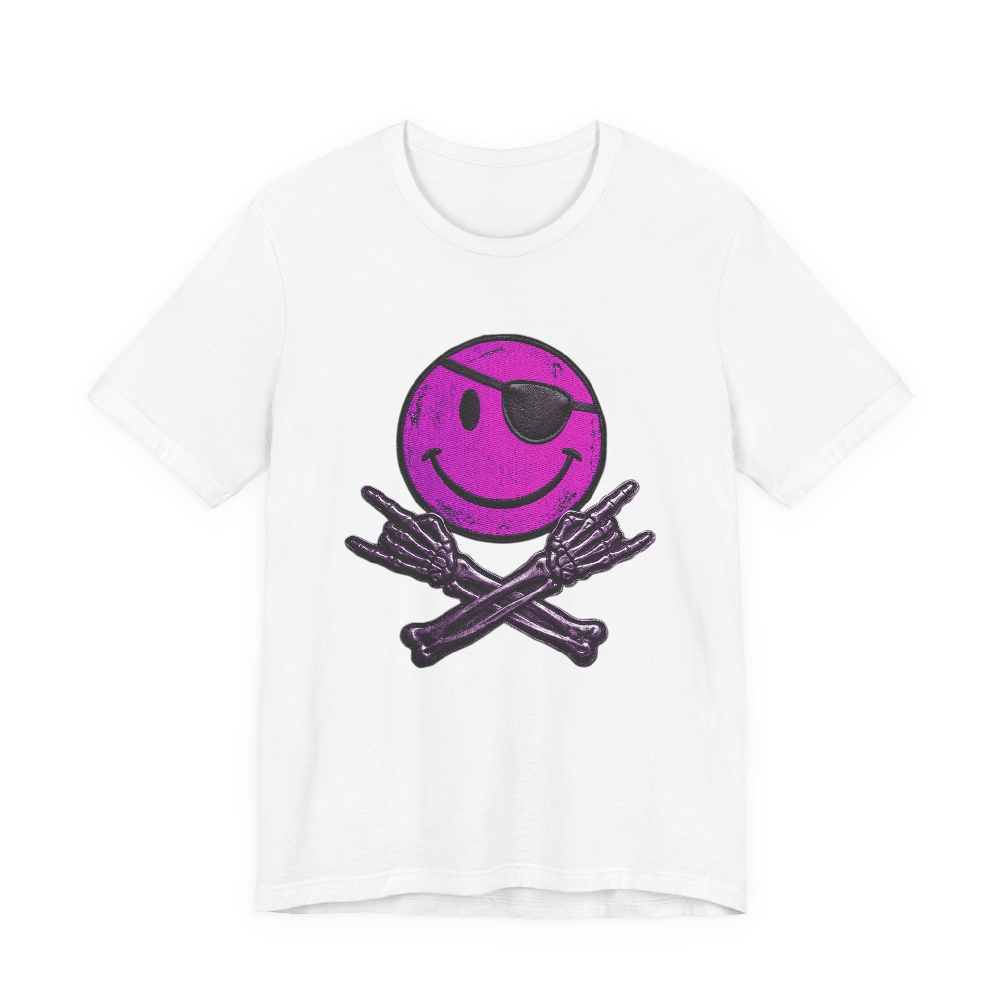 Purple Smiley Skull T-Shirt | Distressed Rock Tee | Edgy Graphic Shirt | Festival Outfit | Unisex Punk Style