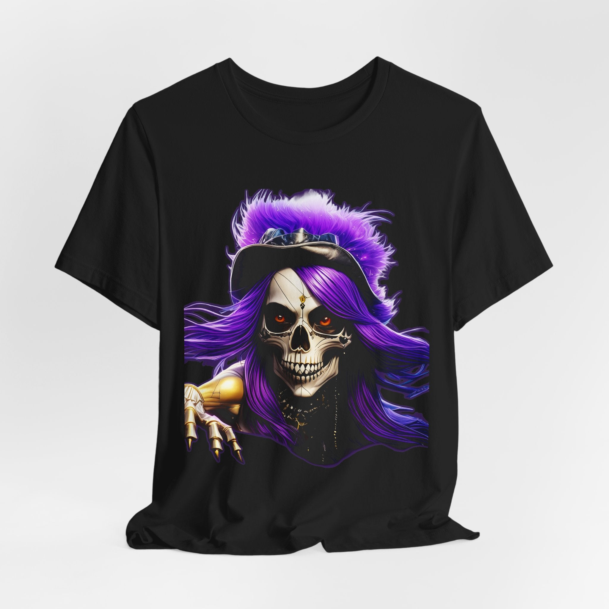 Purple Skull Rocker Shirt, Gothic Punk Graphic Tee, Dark Aesthetic Streetwear, Edgy Skeleton Shirt, Alternative Fashion Gift