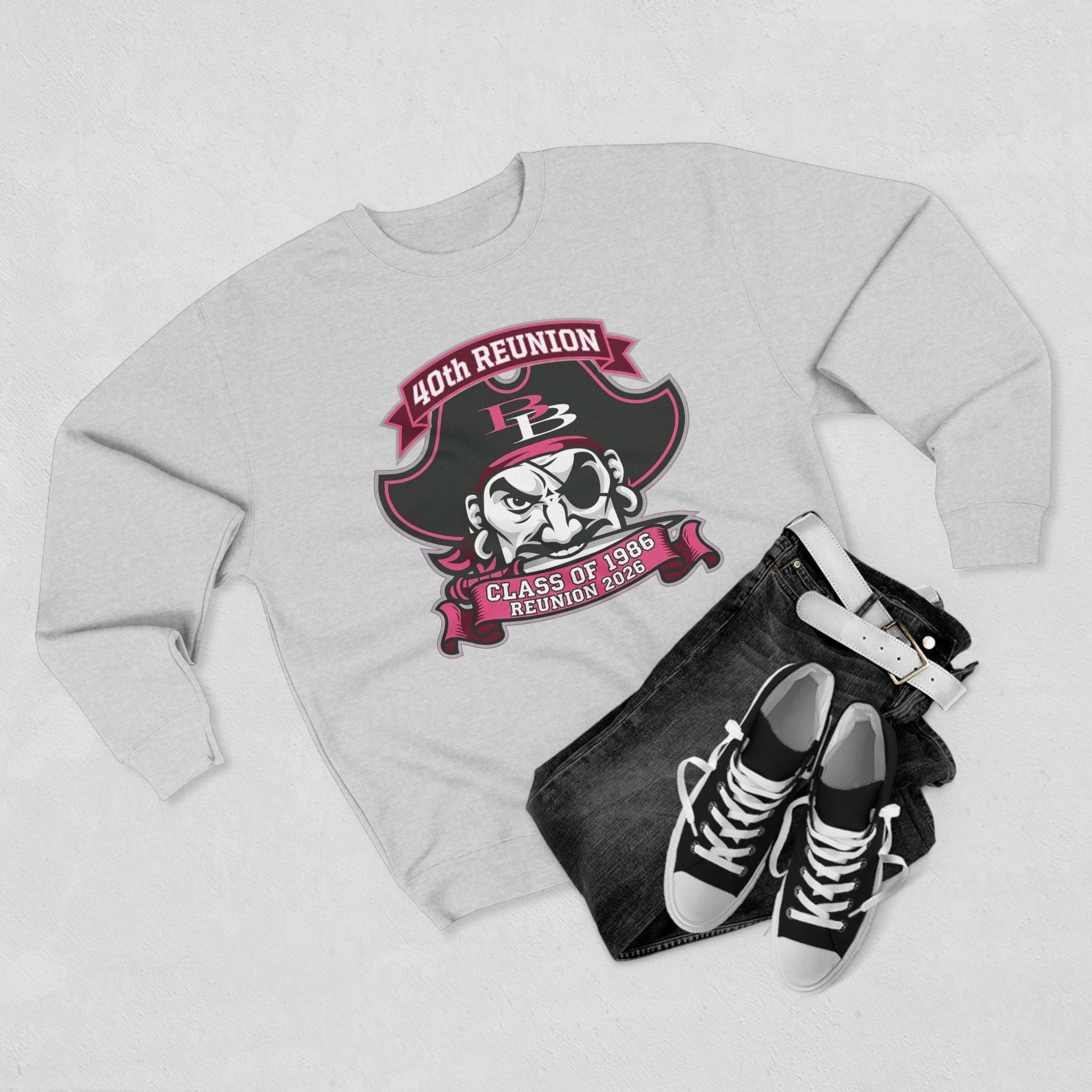 Official 40th Anniversary for the Class of 1986 Burrell High School Crewneck - 2026 Pink