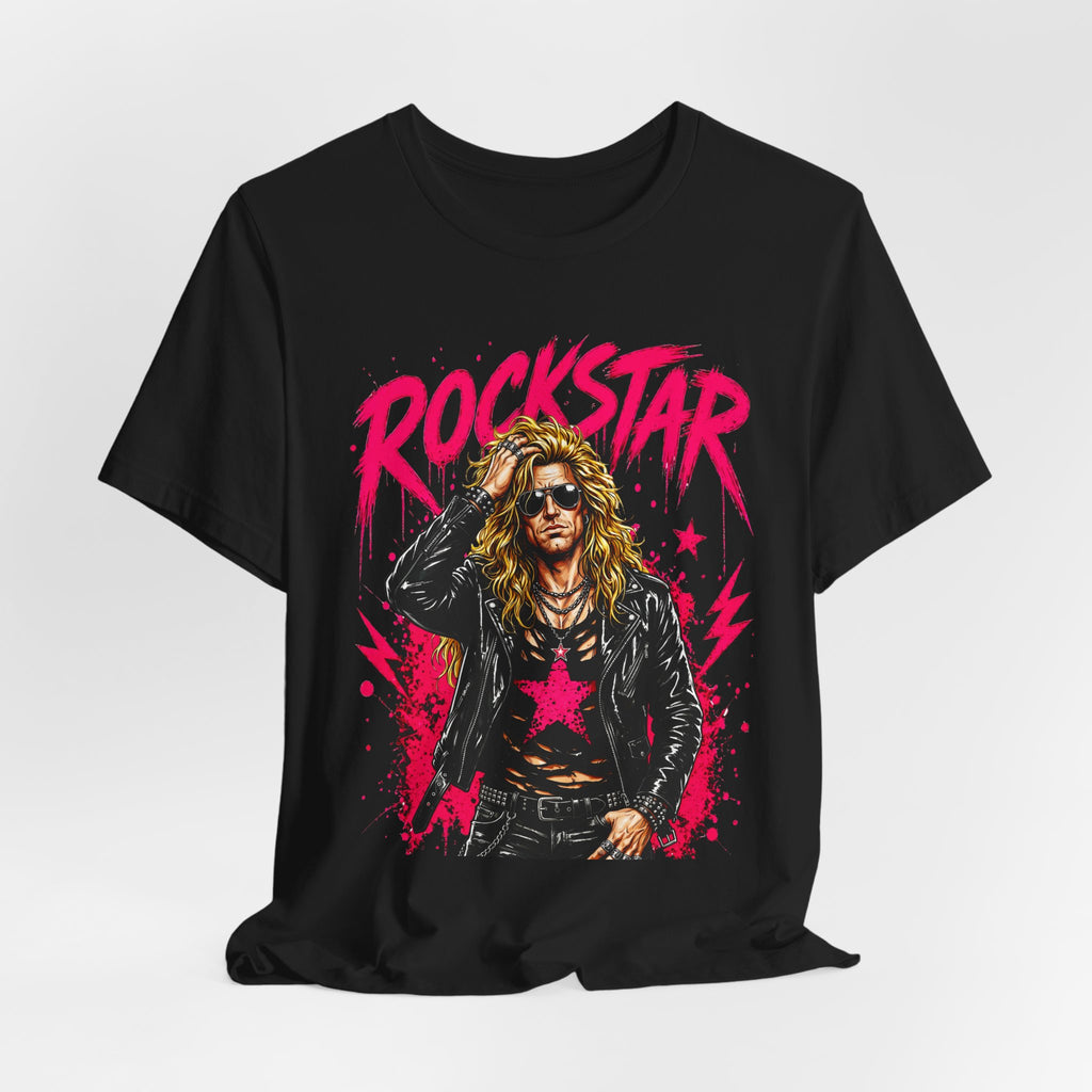 ROCKSTAR T-Shirt Blonde Dude 80s Rock Style T-Shirt