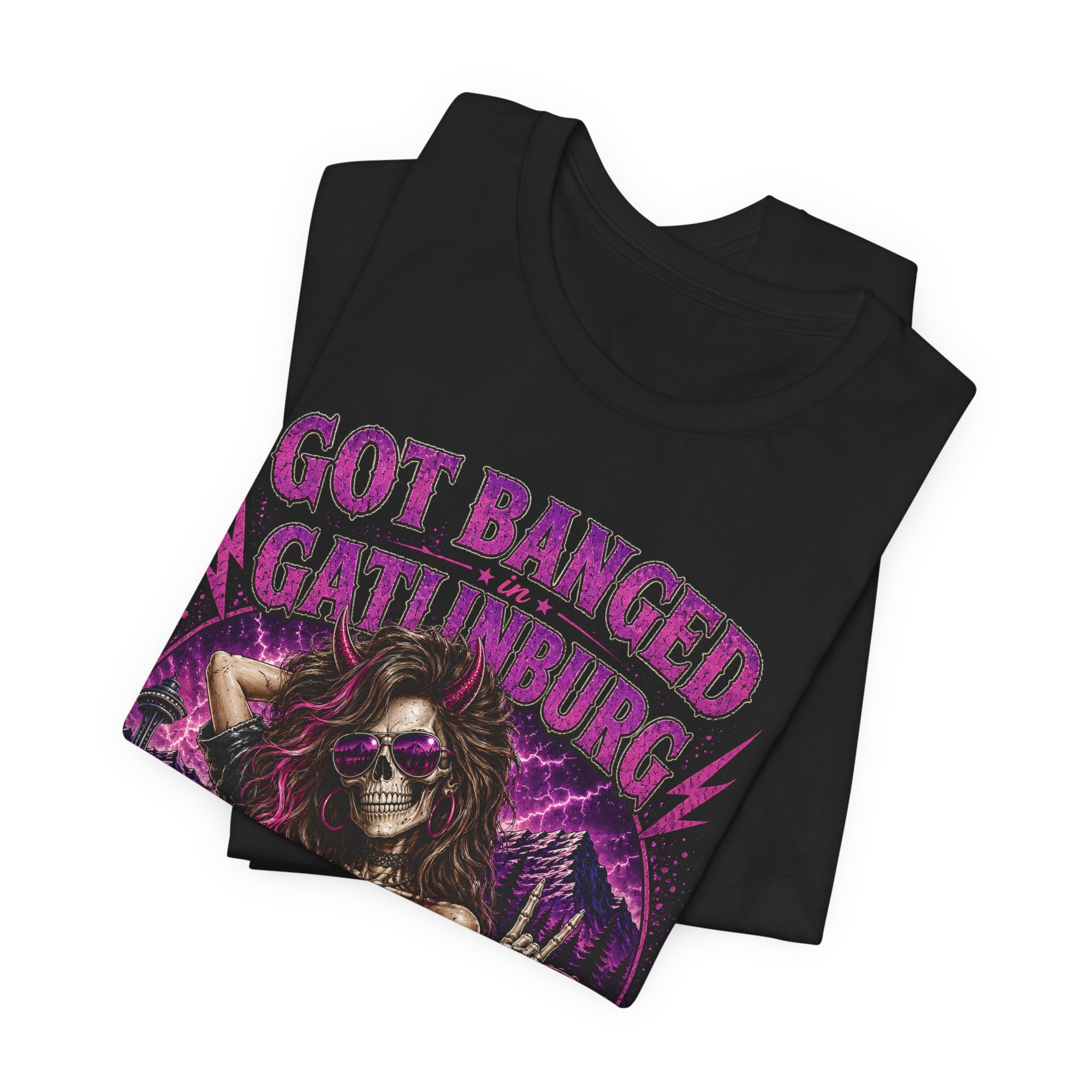 Brunette Got Banged in Gatlinburg Shirt, Funny Bear Survival Tee, 80s Rock Weekend Shirt, Skull Concert Shirt, Gatlinburg Tennessee Shirt