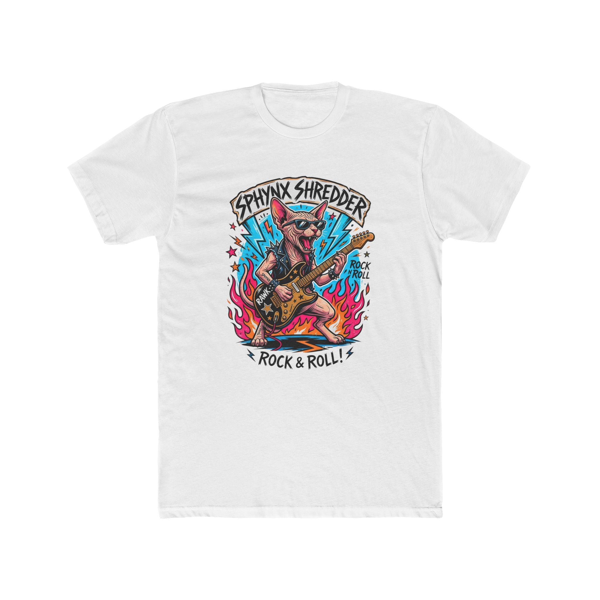 Sphynx Shredder Cat Tee | Cat Playing Drums Graphic T-Shirt