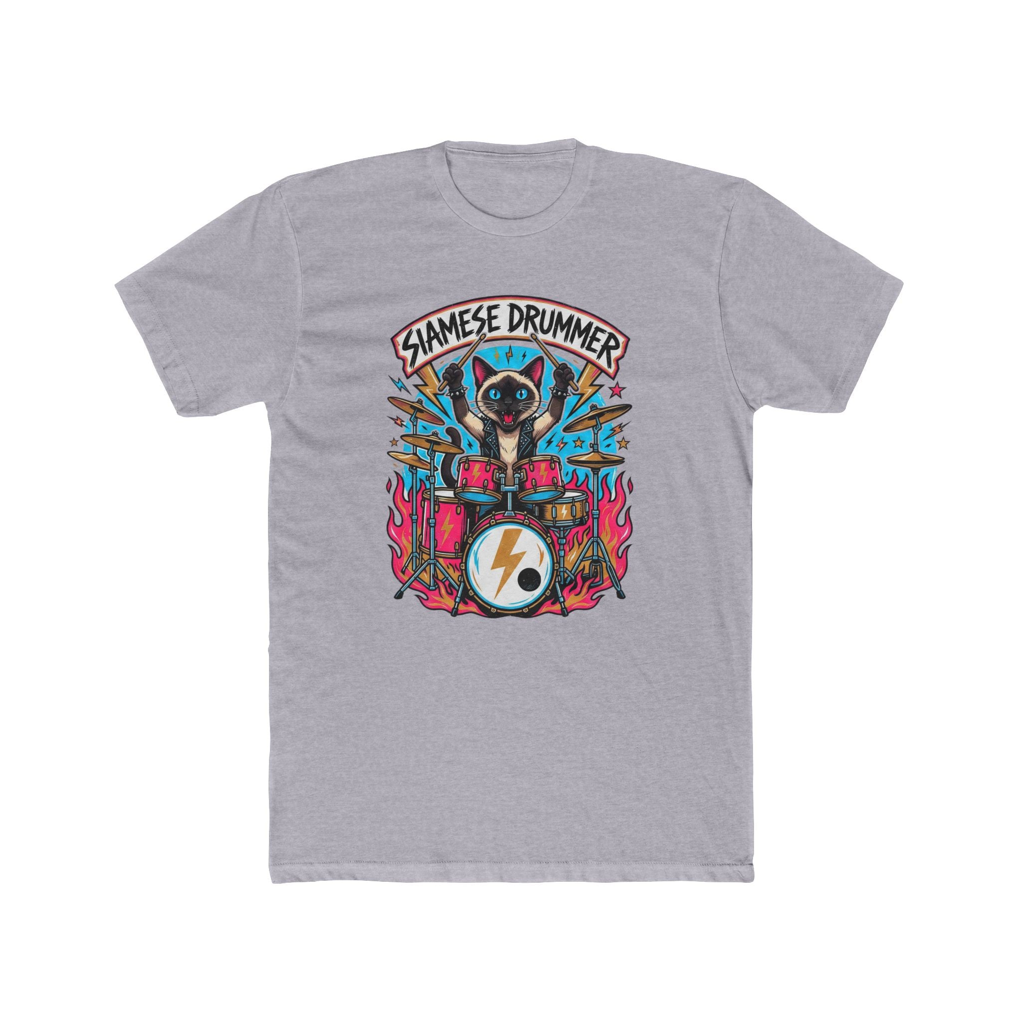 Siamese Drummer Cat Tee | Cat Playing Drums Graphic T-Shirt