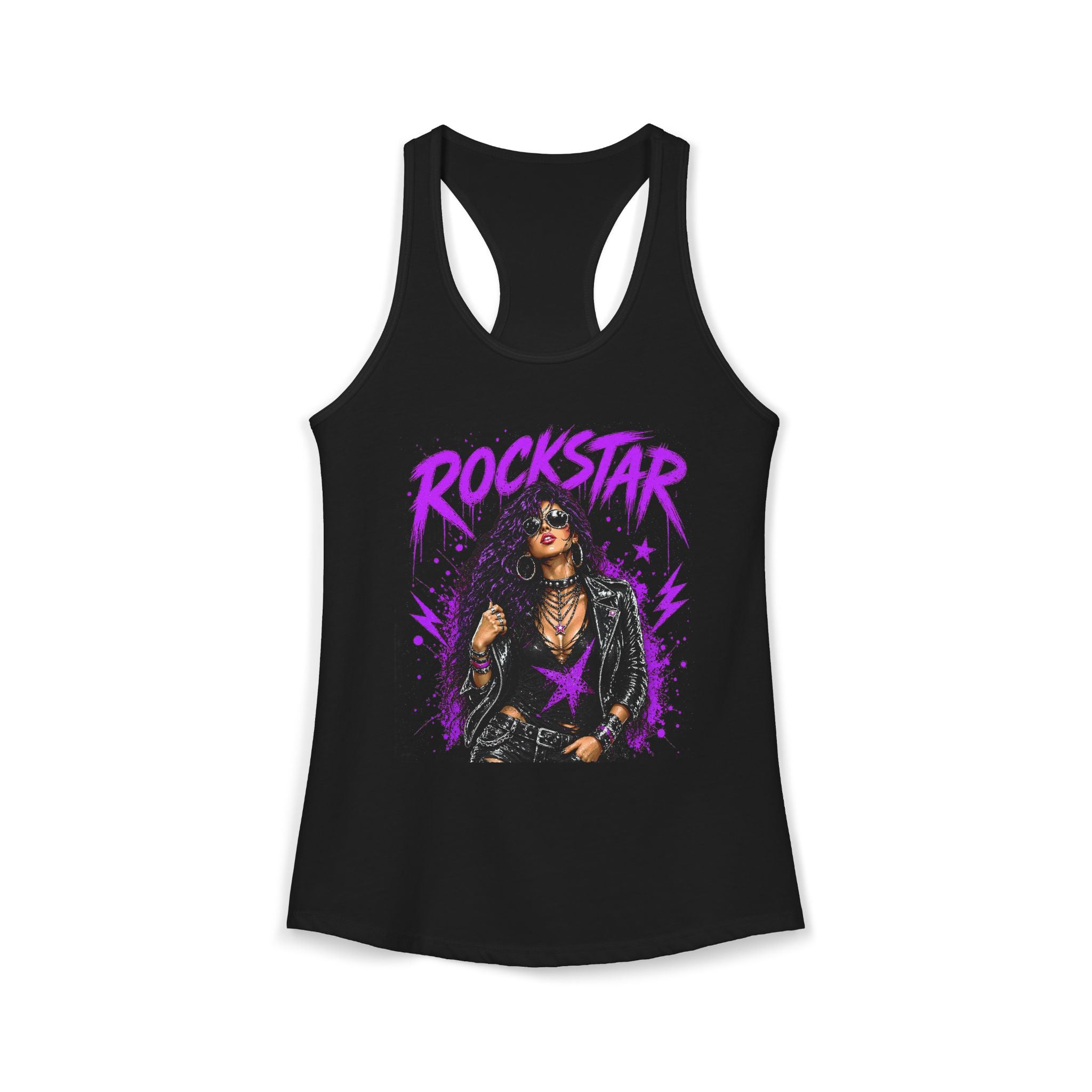 ROCKSTAR Tank Top Purple 80s Rock Style